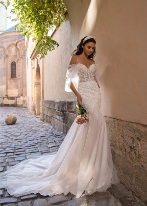 Blush Sparkly Lace Tulle Sexy Mermaid Wedding Dress Blush Sparkly Lace Tulle Sexy Mermaid Wedding Dress